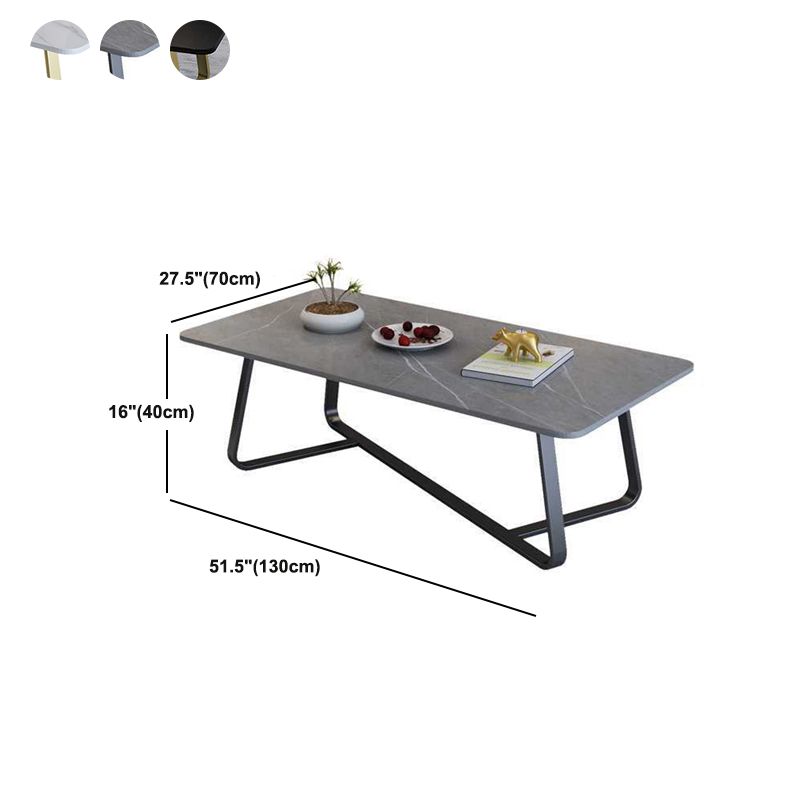 Cross Legs Stone Top Cocktail Table, 15.75" H Rectangular Coffee Table