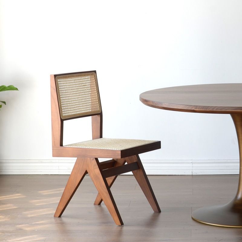 Contemporary Rattan Chair Open Back Dining Side Furniture in Matte Finish for Indoor