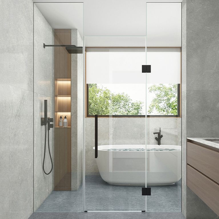 Frameless to Ceiling Bathroom Screen, Swing Tempered Glass Shower Door