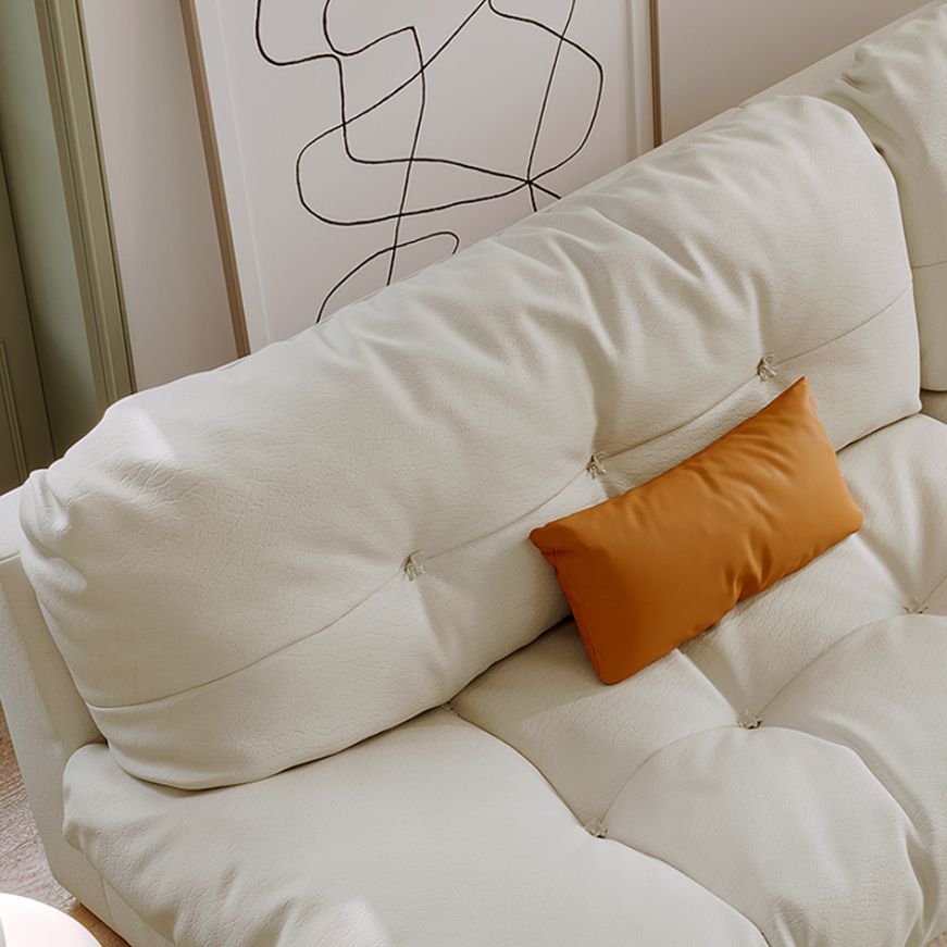 Scandinavian Seating White Tufted Fabric Armless Living Room Standard Settee