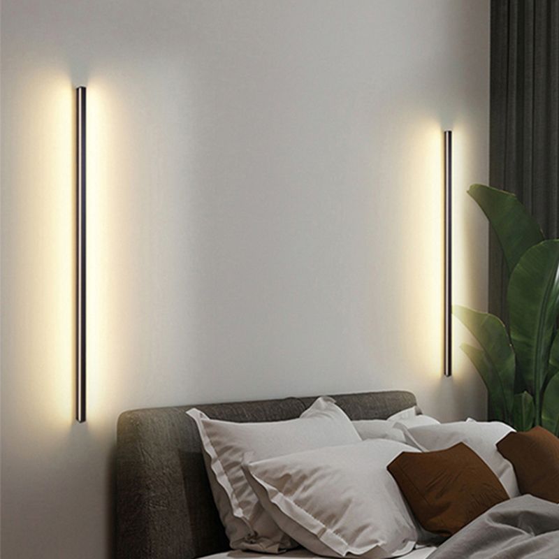 Éclair de mur en métal linéaire style moderne, appliques lumineuses à paroi légère en noir en noir