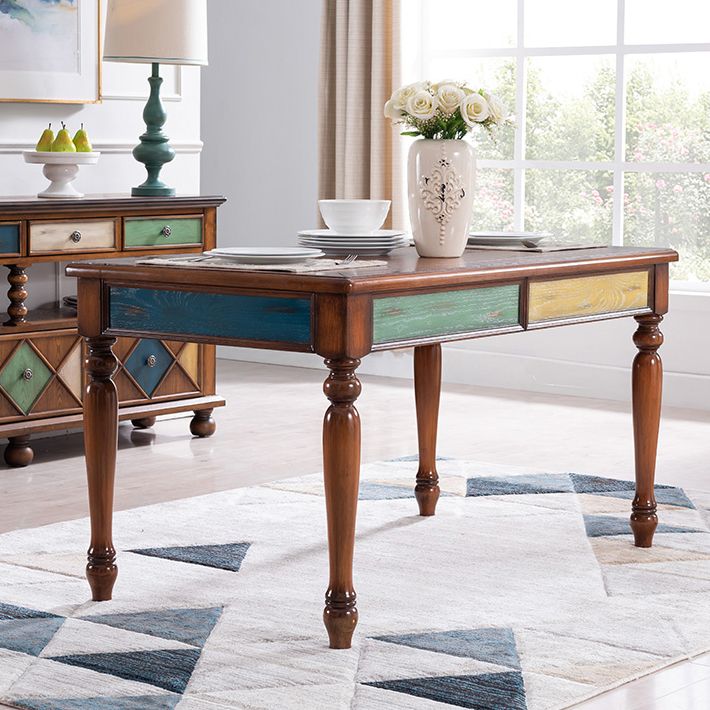 Mesa de madera de madera sólida Mesa de comedor de madera moderna de mediados de siglo con 4 patas