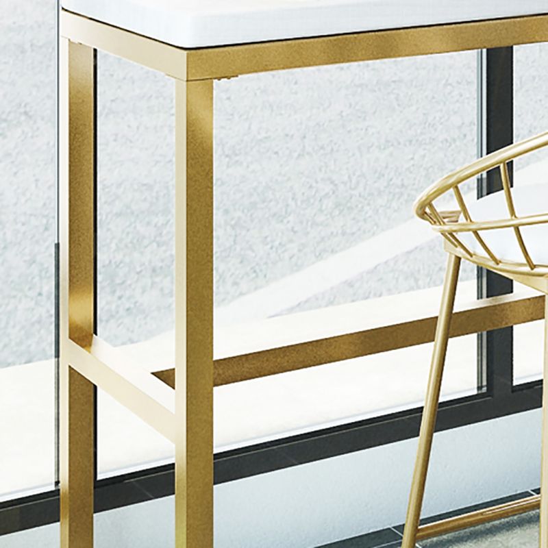 Glam Iron Base Bar Table Indoor Solid Wood Bar Table for Dining Room