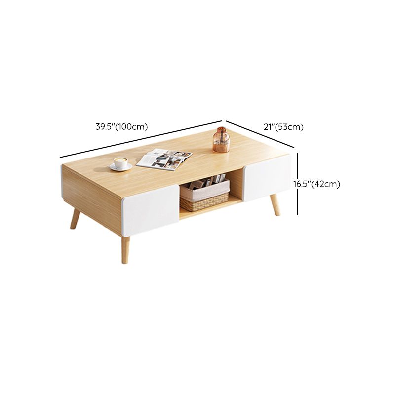 Wood Coffee Table Modern Single Coffee Table with with Storage Drawers