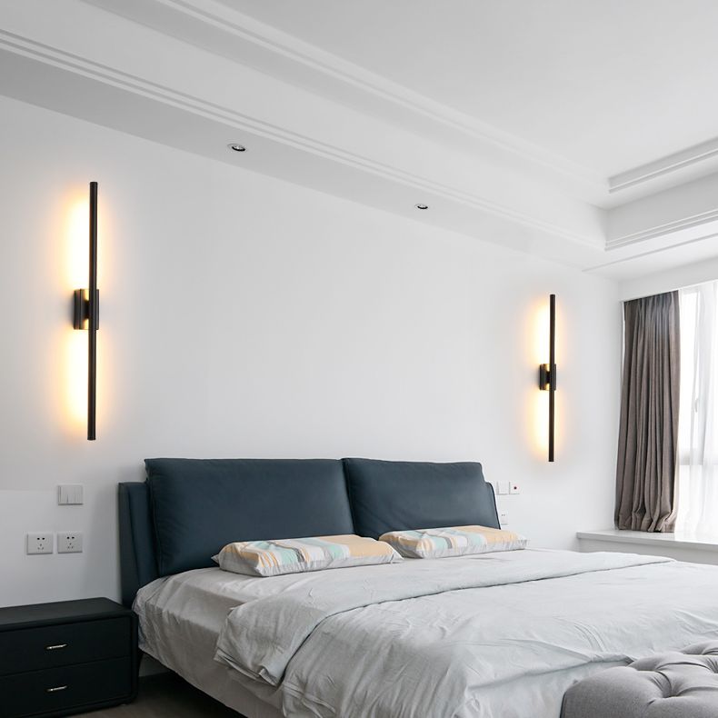 Sconce da parete lineare a 1 luce moderna moderna illuminazione da parete in vetro in stile semplice in nero