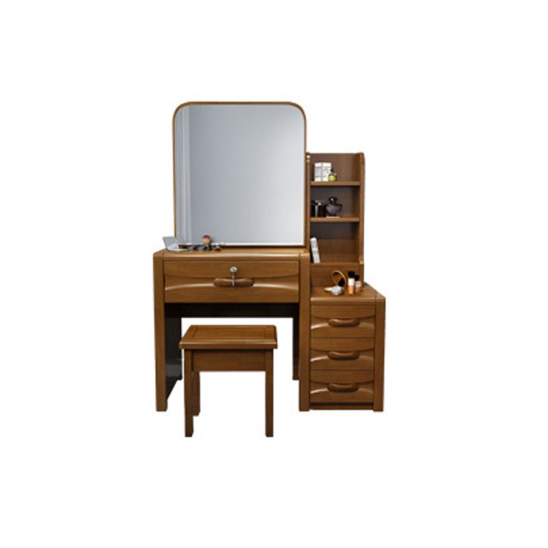 Traditional Style 17.71" Wide Solid Wood Vanity Makeup Table with Drawers