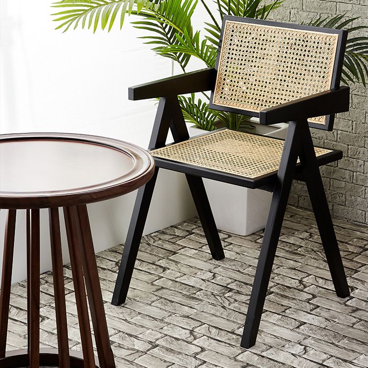 Contemporary Open Back Kitchen Dining Arm Chair Solid Wood Dining Arm Chair