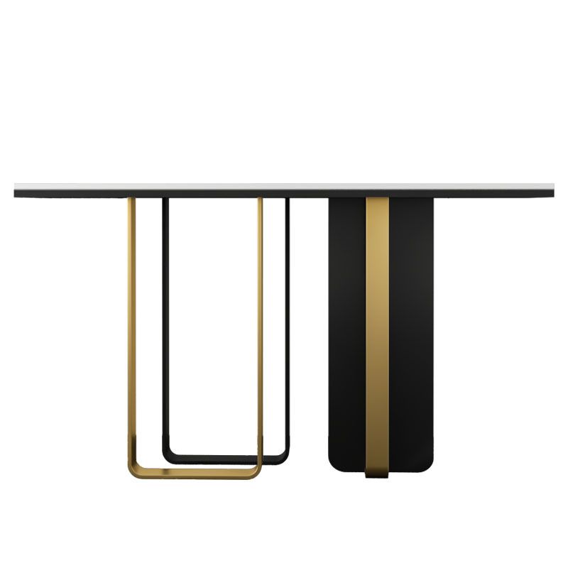 Stone Rectangular Console Table Glam 31.5" Tall Accent Table