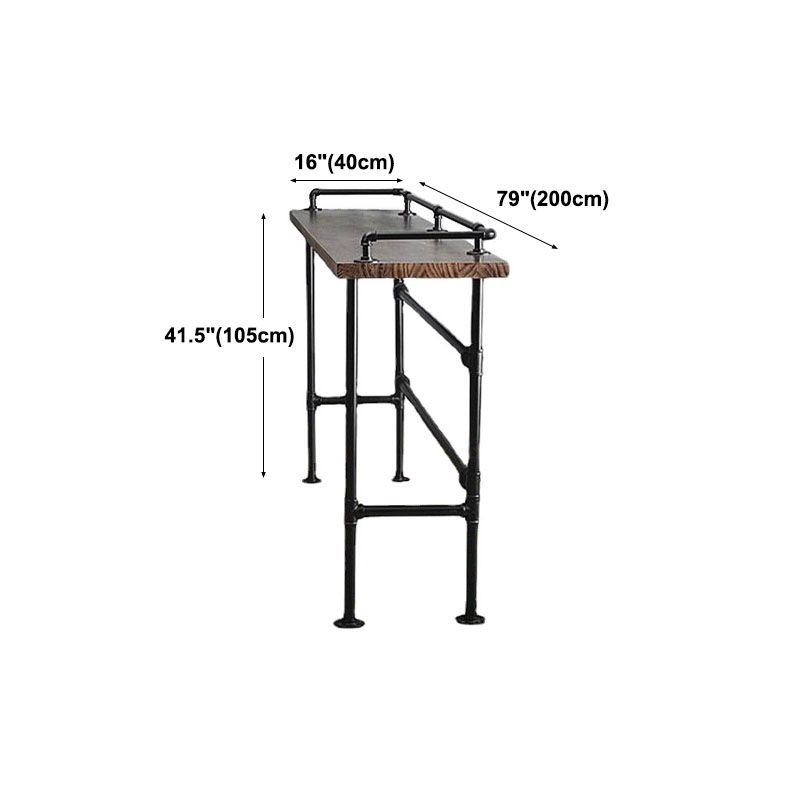 Rectangle Wood Top Counter Table 42-inch Height Industrial Style Bar Table