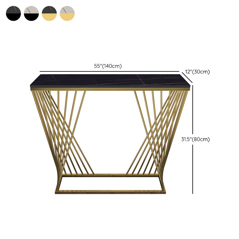 Frame Base Console Table 31.5" Tall Stone Accent Table for Hall
