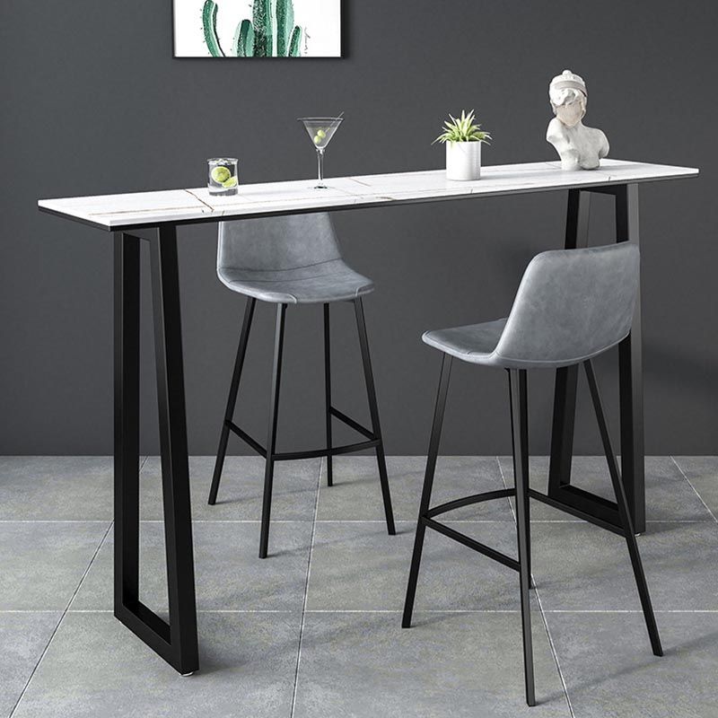 Black and Metal Base Table Rectangle Industrial Sintered Stone Bar Table