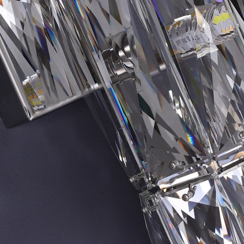 Modern Style Wall Light Cylinder Crystal Sconces in Transparent for Bedroom