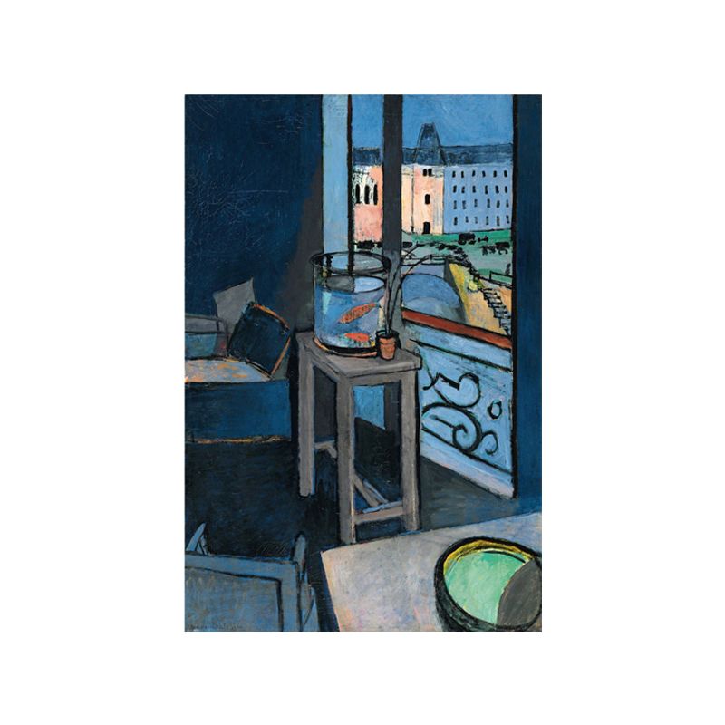 Canvas Blue Painting Fauvism Henri Matisse Interior with A Goldfish Bowl Wall Art Print for Bedroom