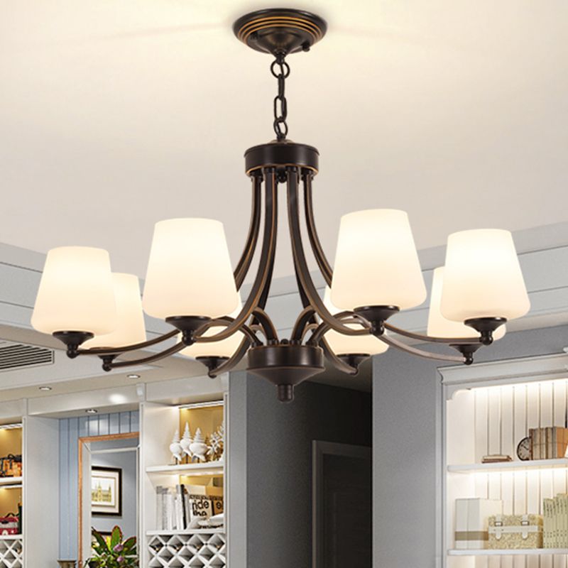 Cream Glass Bud Shade Chandelier Lighting Classic Dining Room Pendant Light Fixture