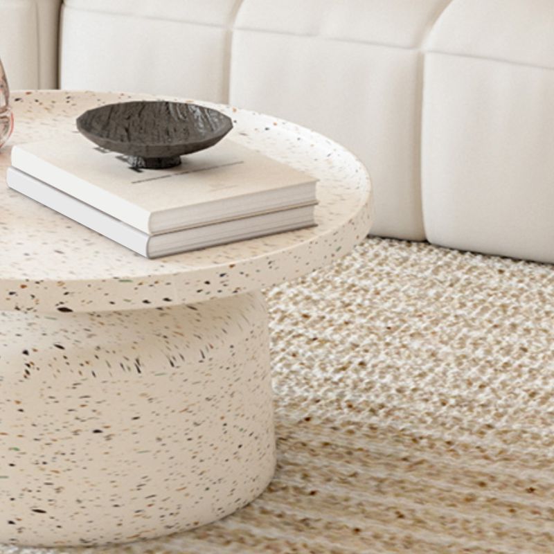 Modern Round Tray Top Cocktail Table Steel Pedestal Coffee Table