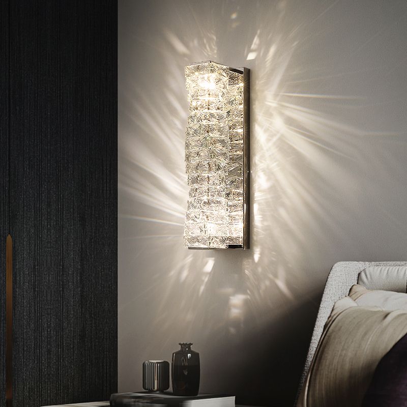 Modern Style Wall Sconce 1-Light Wall Mount Lamp with Crystal Shade for Bedroom