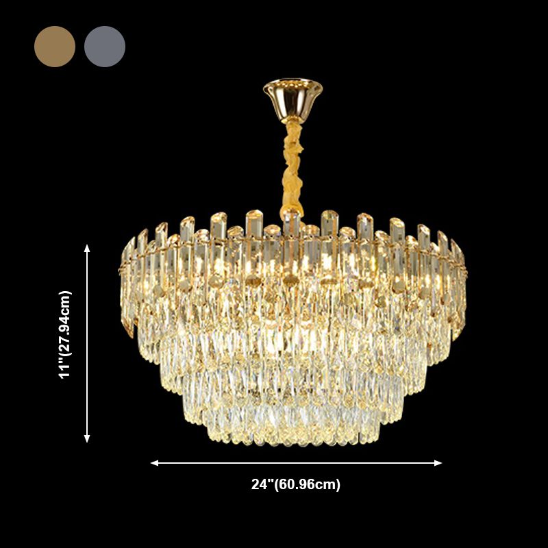 Round Pendant Lighting Fixture Modern Crystal Chandeliers for Dining Room