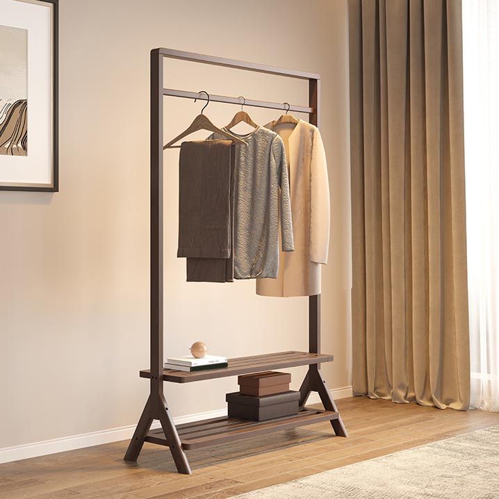 Modern Solid Wood Wardrobe Cabinet Bedroom Armoire with Shelves