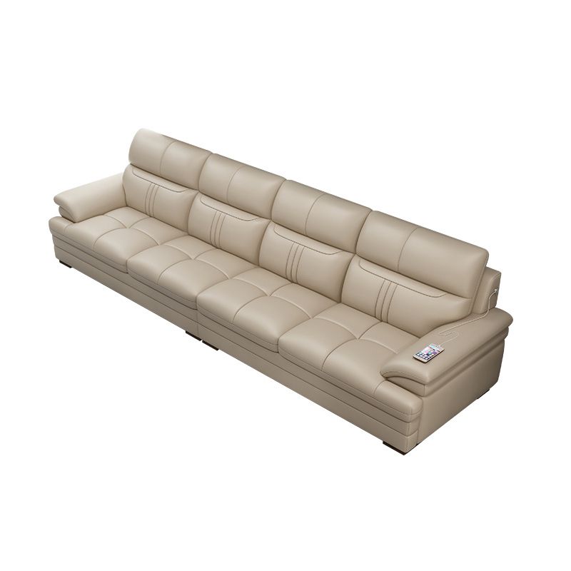 Pillow Top Arm Sectional Sofa 37.4"High Leather Cushion Back Sofa,Beige