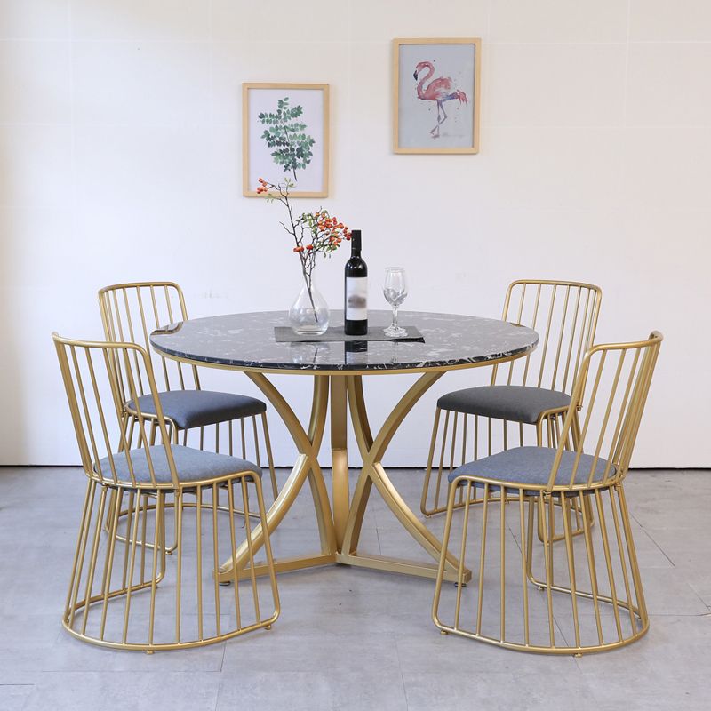 Traditional Luxury Dining Table Artificial Marble Round Table for Home