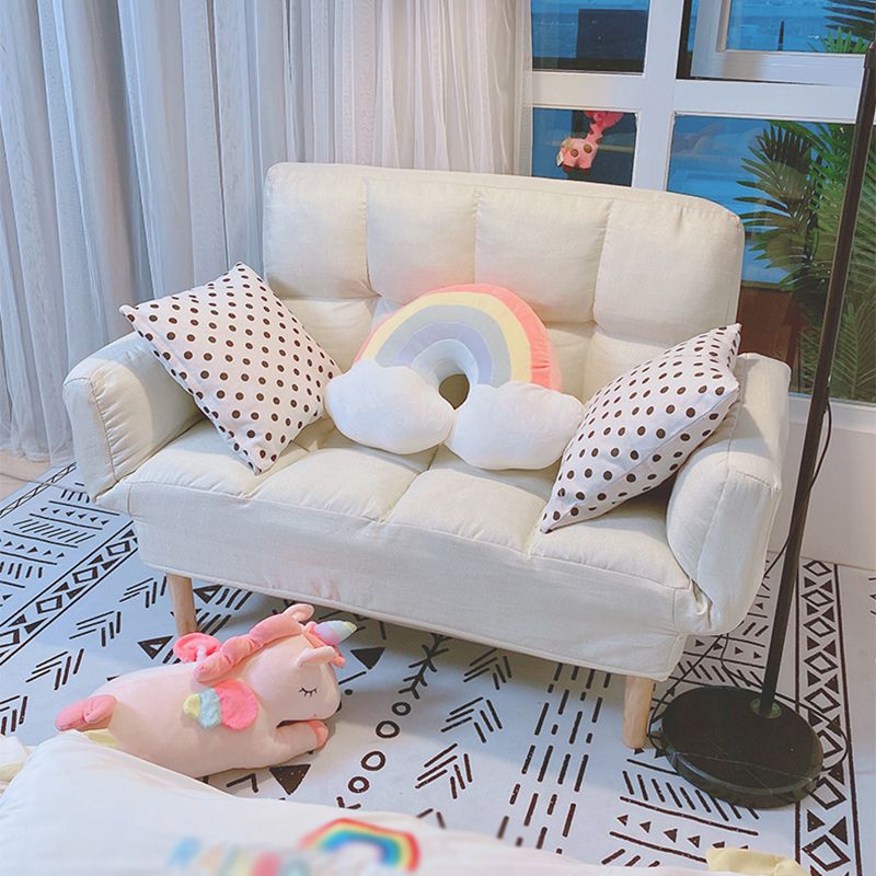 Contemporary Convertible Sofa Couch Square Arm Biscuit Back Couch Bed