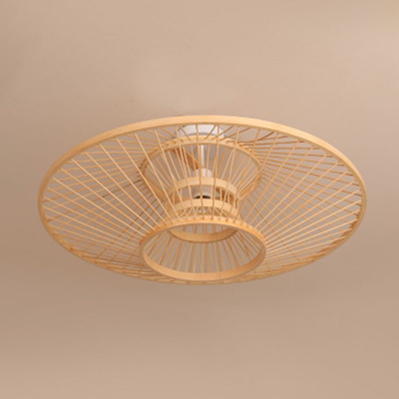 Untertasse Bamboo Deckenleuchte Asia Wohnzimmerdecke Licht in Beige