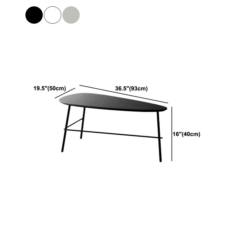 Modern Metal 3 Legs / Trestle Base Triangle / Oval Wood Top Coffee Table