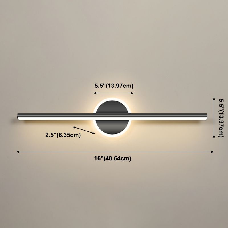 Black Strip Minimalist Mirror Light Nordic Style 1 Light Vanity Light for Bedroom