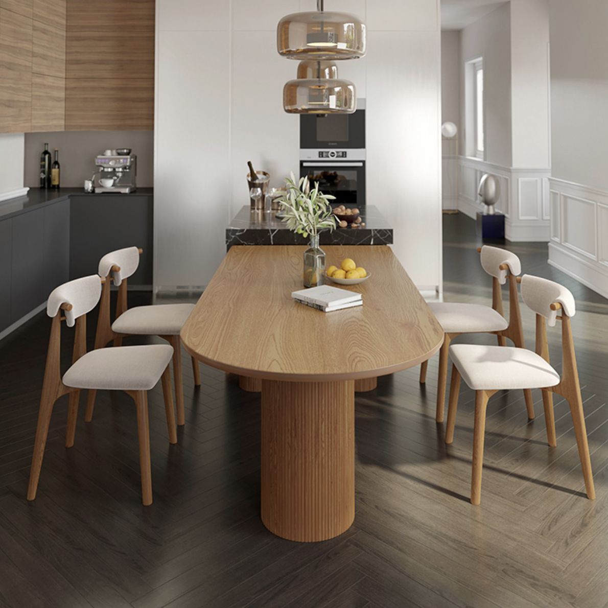 Solid Wood Dining Table Contemporary Style Dinner Table for Home Kitchen Dinner