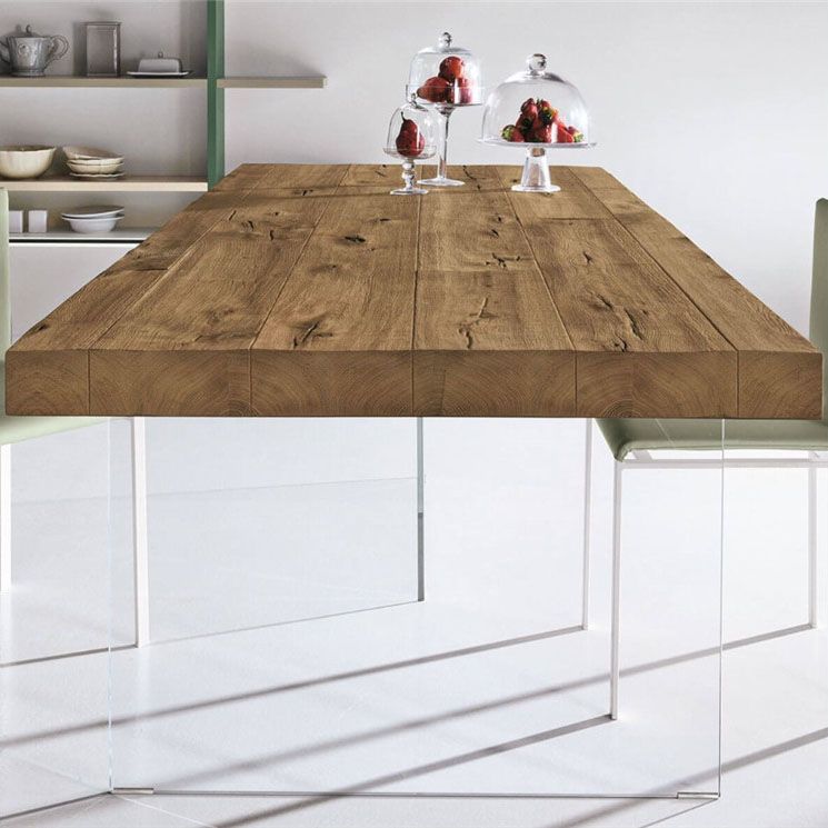 Modern Style Dining Table Rectangle Solid Wood Table for Home Kitchen