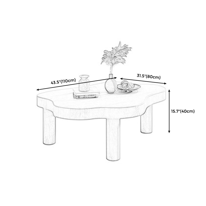 Contemporary 3 Legs Coffee Table Wood Cloud Shaped Cocktail Table