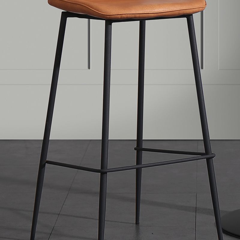 Tabouret de comptoir repose-pieds en cuir Tabouret de bar à dossier bas contemporain avec coussin