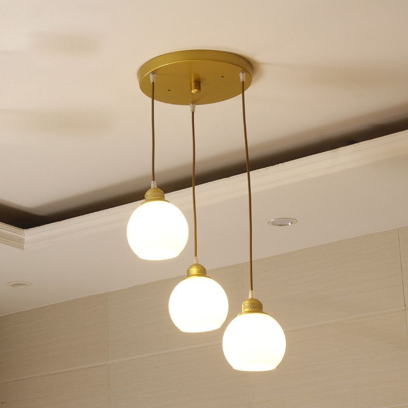 Blanc Glass Shade Pendant Light Nordic Style multiple Hanging Light pour duplex