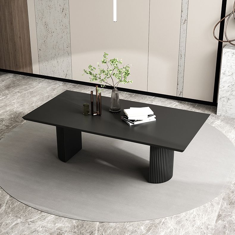 Simple Black Solid Wood Dining Table Rectangle Shape Standard Dining Table for Kitchen
