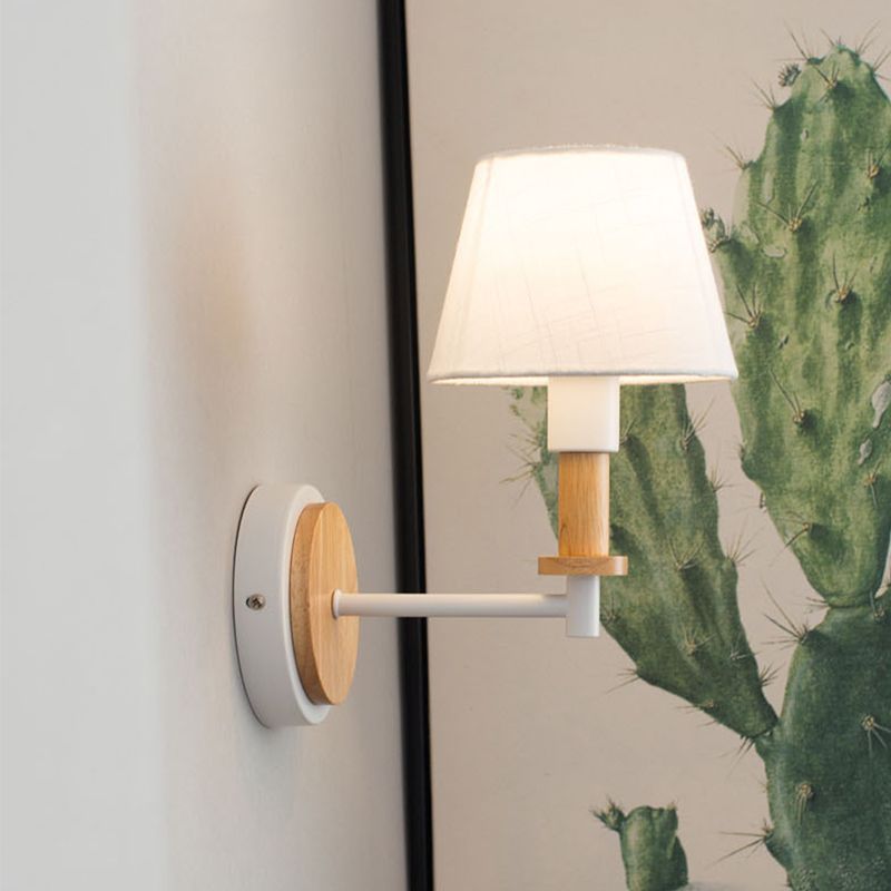Modern Style Drum Wall Light Sconces Wood 1 Light Wall Mounted Lamps