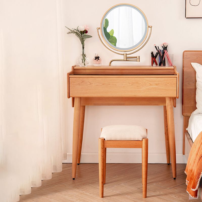 Glass Makeup Counter 18.11" Wide Solid Wood Vanity Tables with 1 Storage Drawers