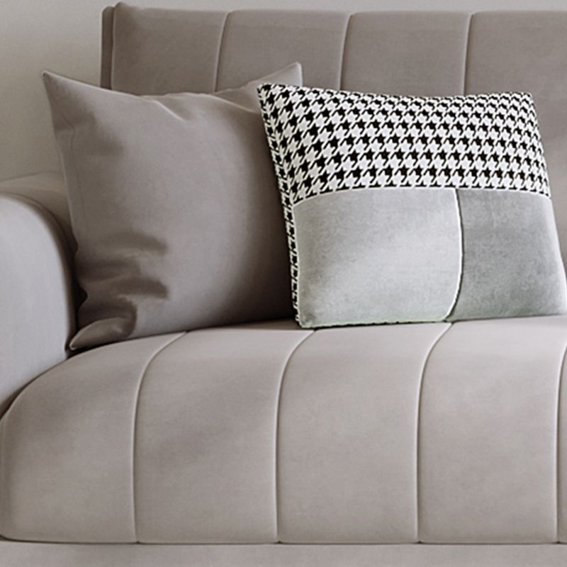 Nordic Sofa & Chaise in Grey Square Arm Sofa with Bolster Pillows