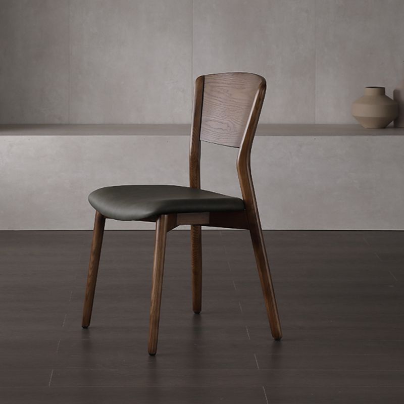 Silla lateral de comedor con respaldo abierto contemporáneo, sillas laterales de madera sin brazos con patas