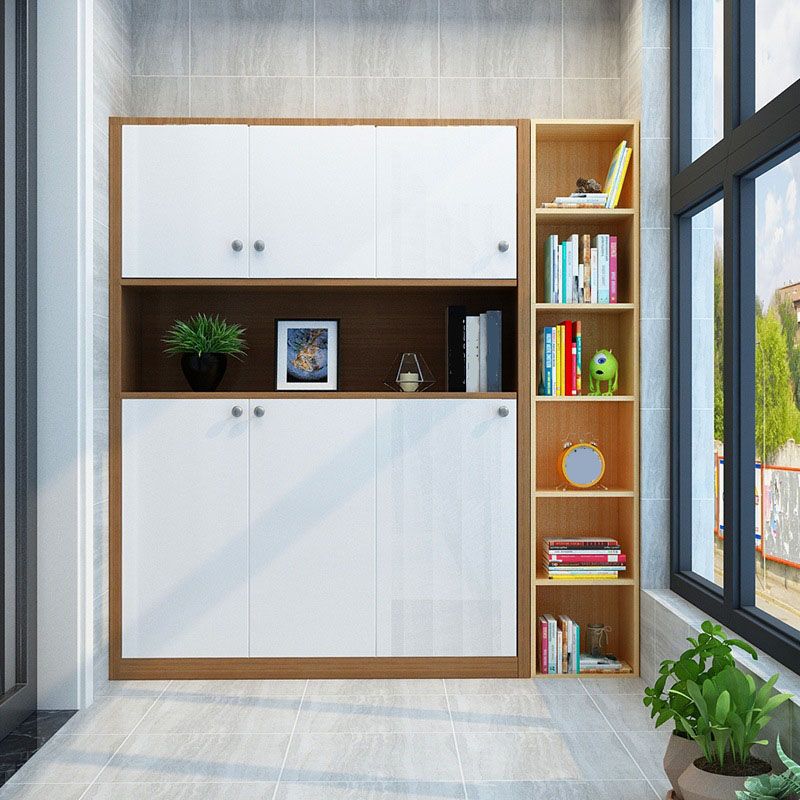 Modern Closed Back Bookshelf Wooden Shelf Bookcase for Study Room