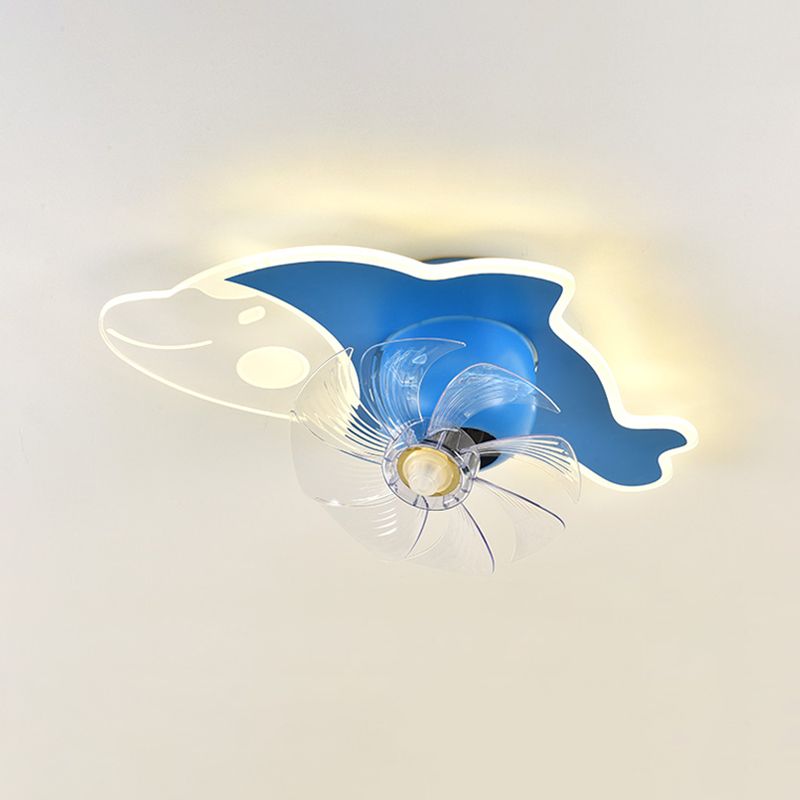 Cartoon LED Plafond lampe à fans à 360 degrés Rotatif pour enfants SEMI SEMI MOUR MONT