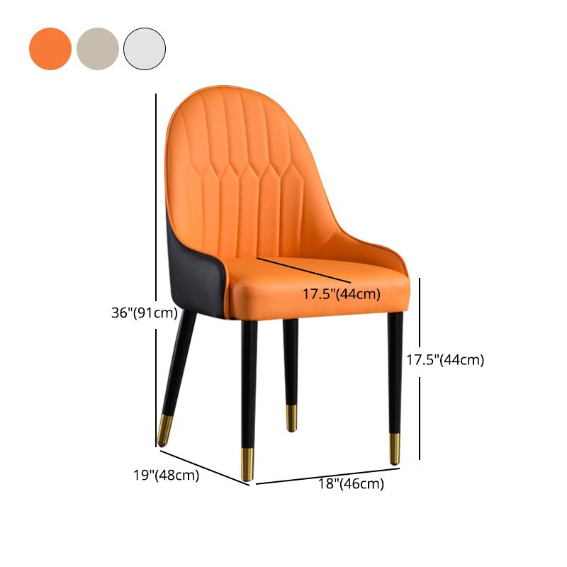 Solid Back Chair Scandinavian Style Arm Leather Dining Side Chairs