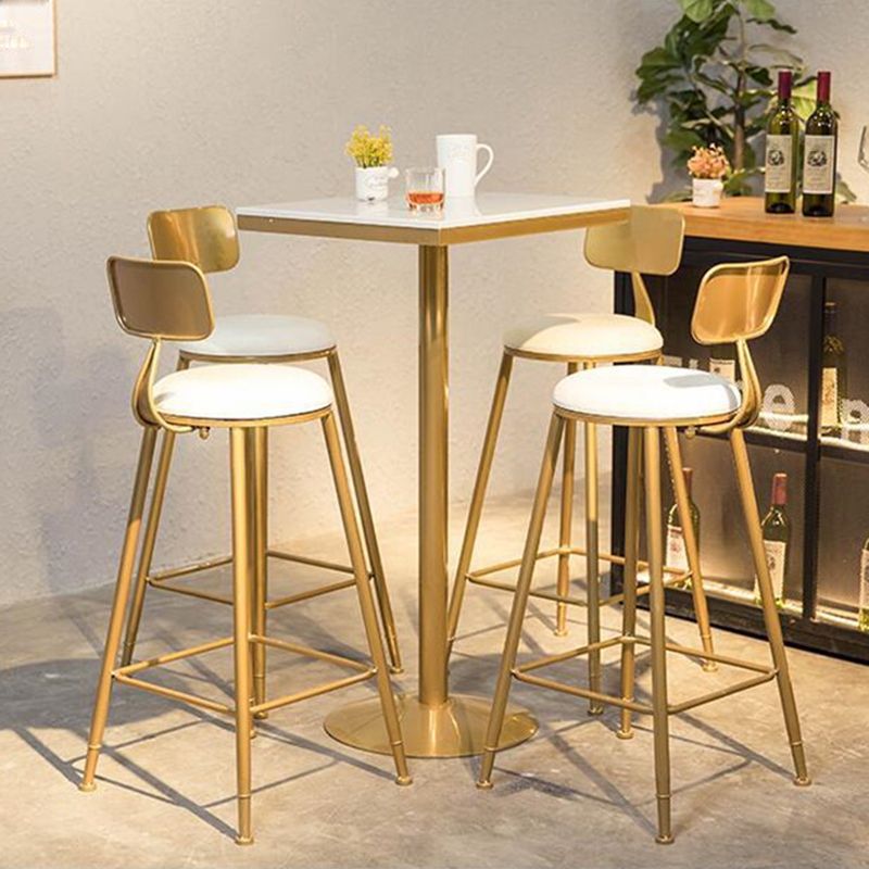 Nordic Style Backrest Counter Stool Iron Cafe Bar Stool with Cushion and Pedal