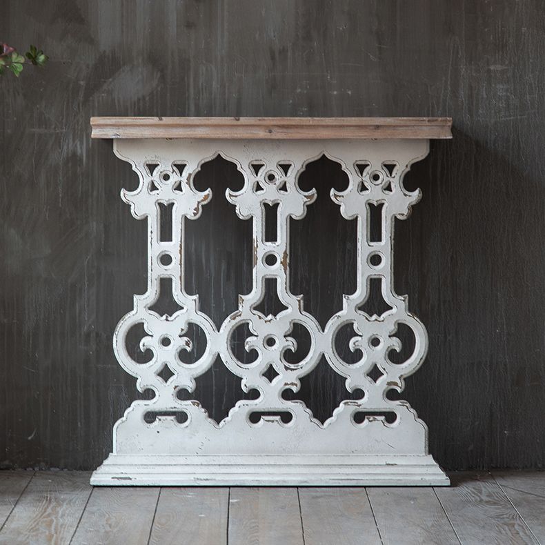 Wood Rectangle Console Table Distressed French Country Accent Table