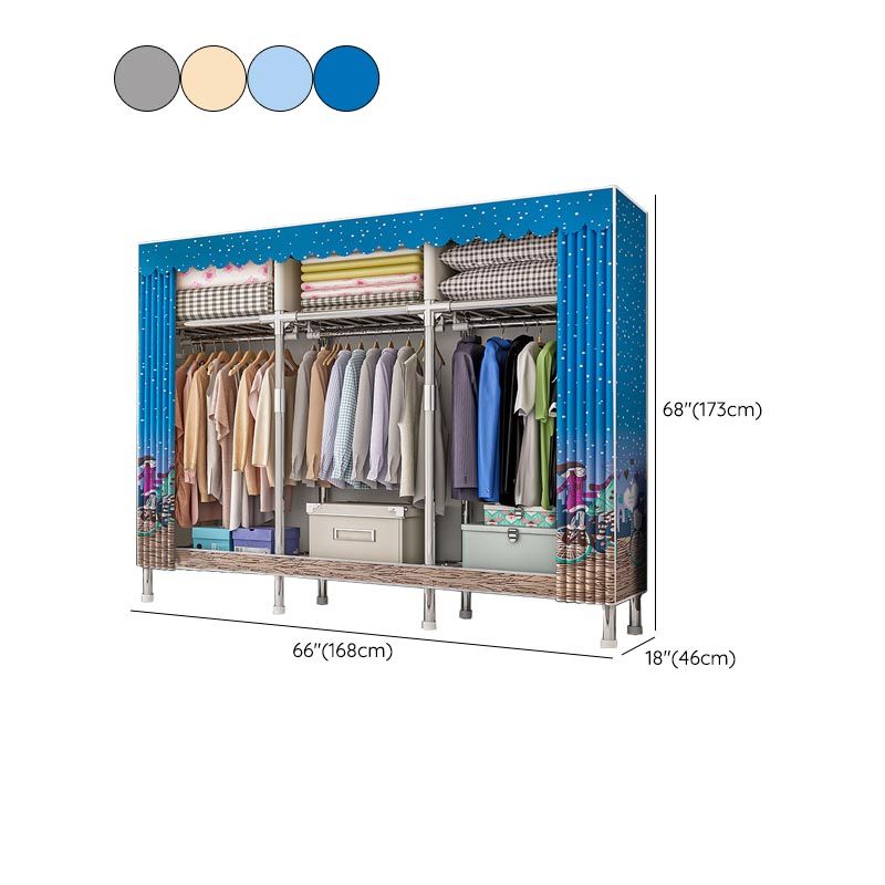 Contemporary Wardrobe Armoire with Shelves Steel Wardrobe Closet for Home