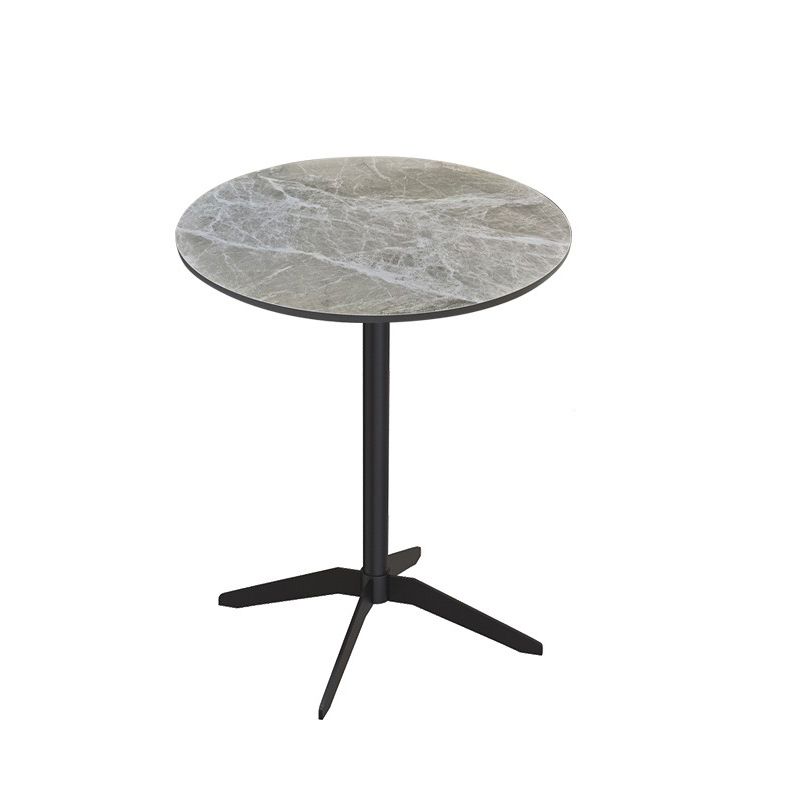 Modern Stone Cocktail Table with Black Pedestal Coffee Table - 21.7''/23.6''