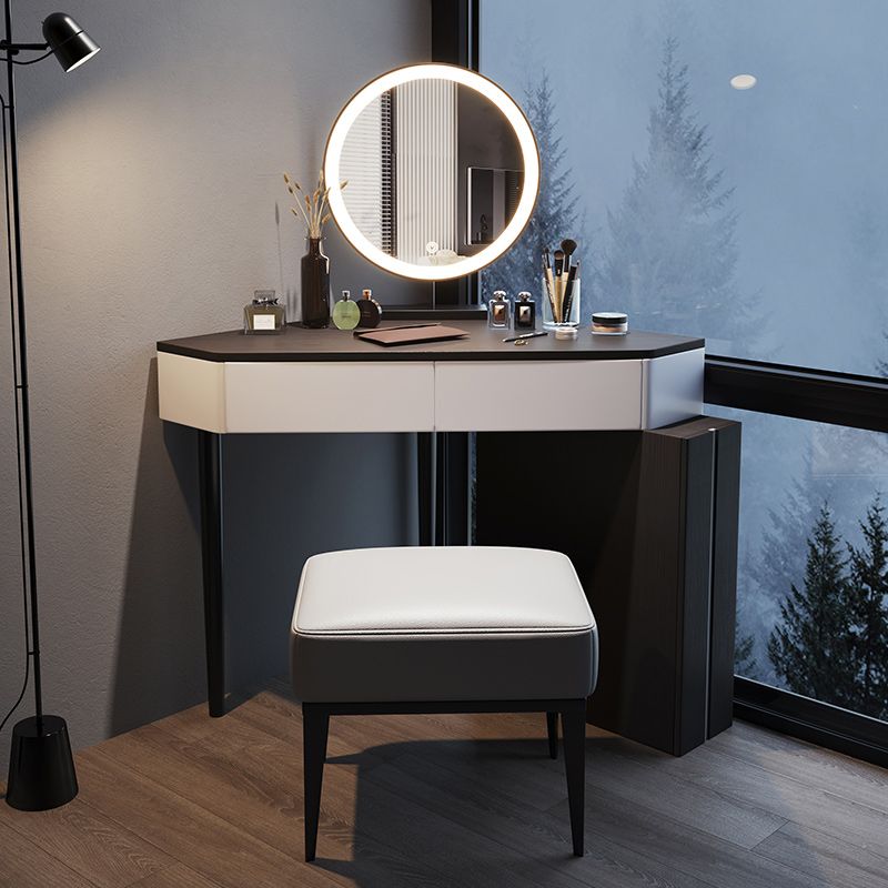 Modern Make-up Vanity with 3 Drawers in Black Solid Wood Vanity Desk