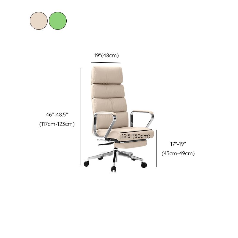 Fixed Arms Desk Chair Modern Leather Adjustable Seat Height Swivel Chair with Wheels