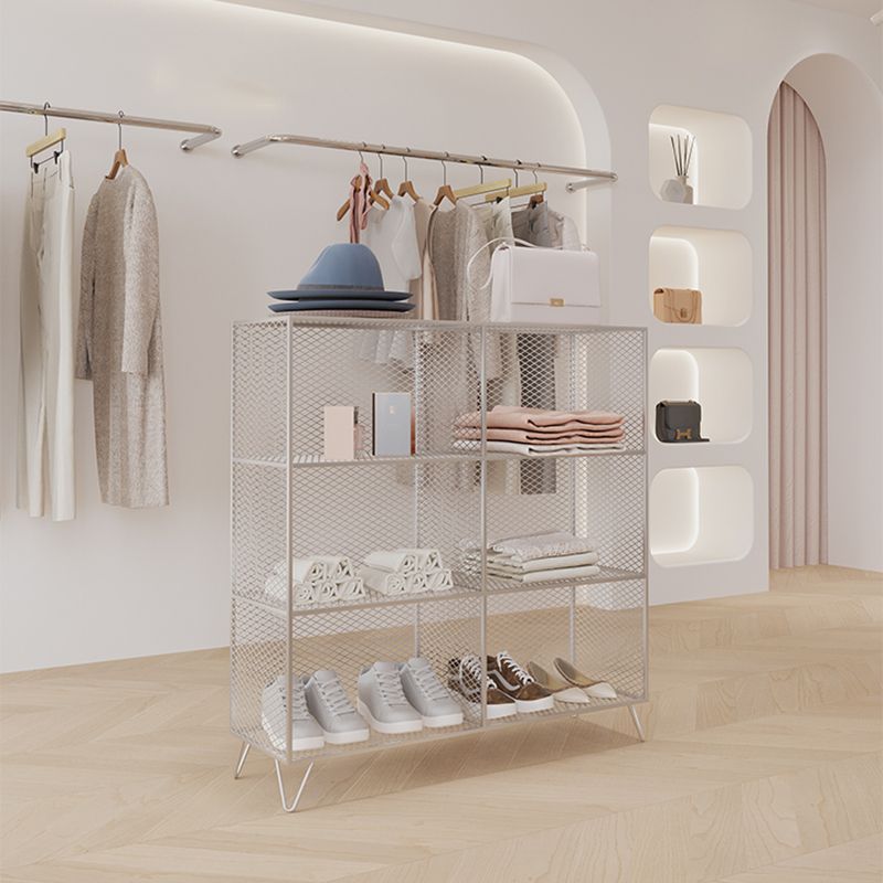 Metal Closed Back Standard Bookshelf Shelves Included Bookcase in Silver