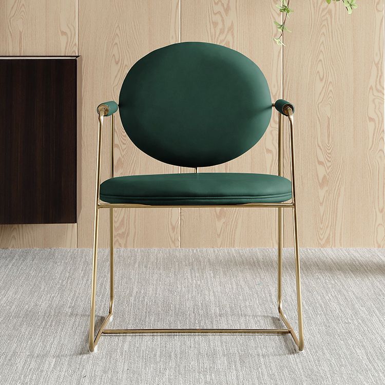 Glam Upholstered Dining Side Chair Gold Legs Kitchen Arm Chair