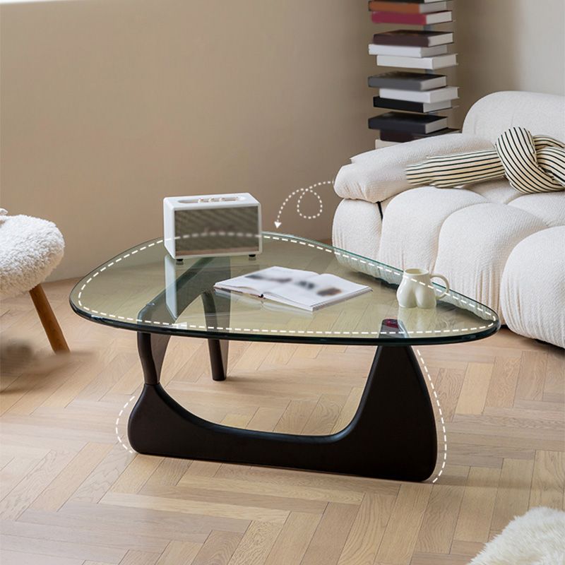 Modern Triangle Glass Abstract Coffee Table Clear Cocktail Table